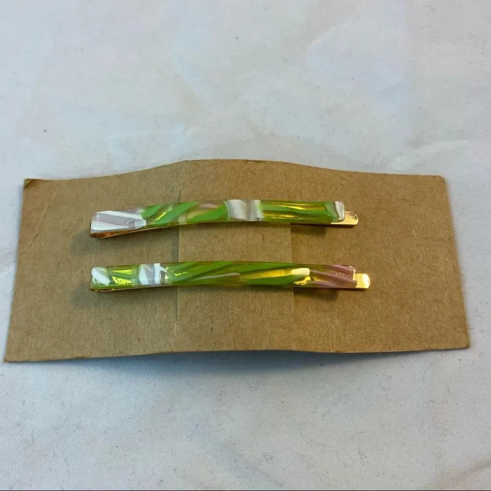 Berry Hair Barrettes Clips Accessories Green White Pink Clear Gold Marble Casual